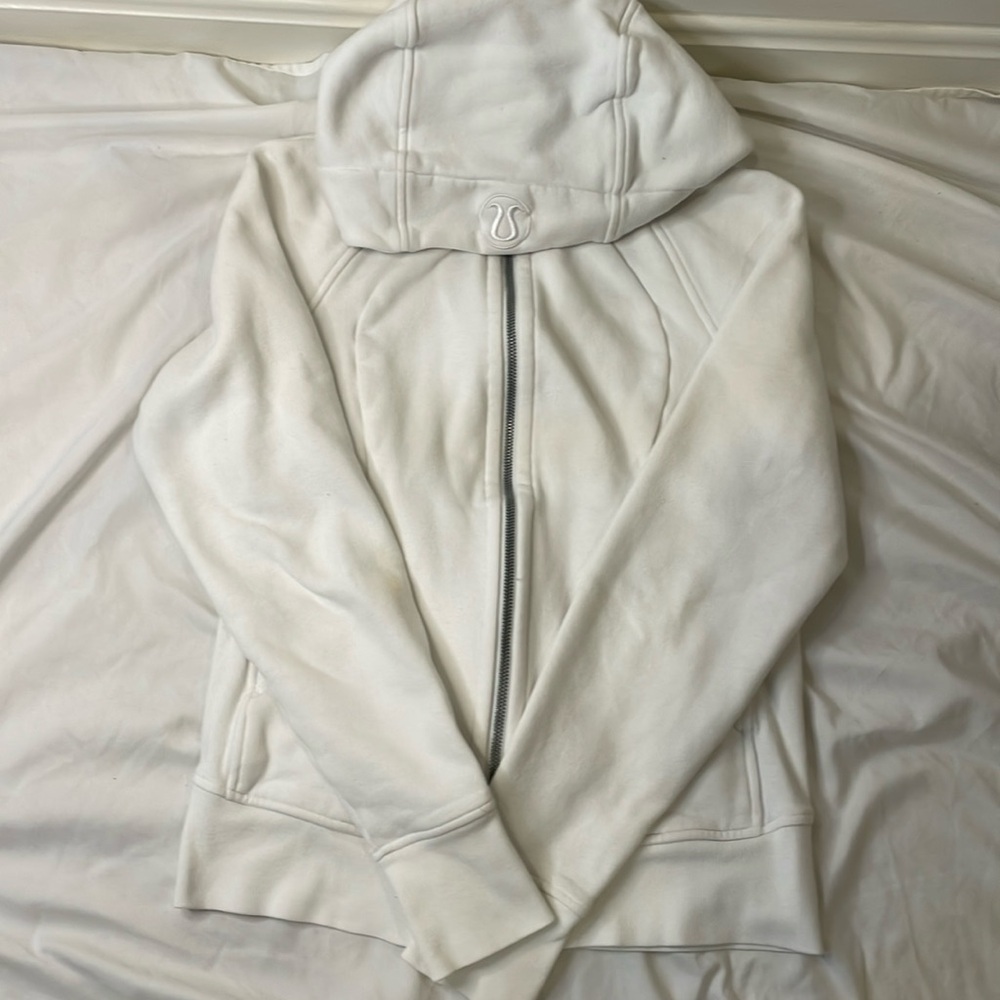 Lululemon White Full Zip Scuba Hoodie Sz 6